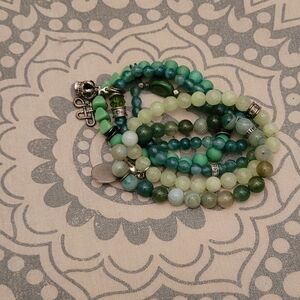 Set of 5 CFC Green Beaded Bracelets